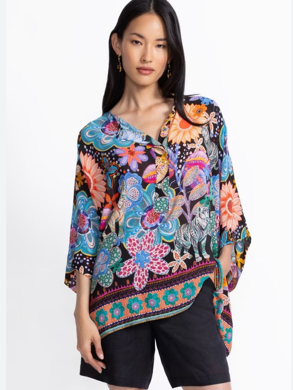 Like New Johnny Was 100% Silk Aletikq Poncho